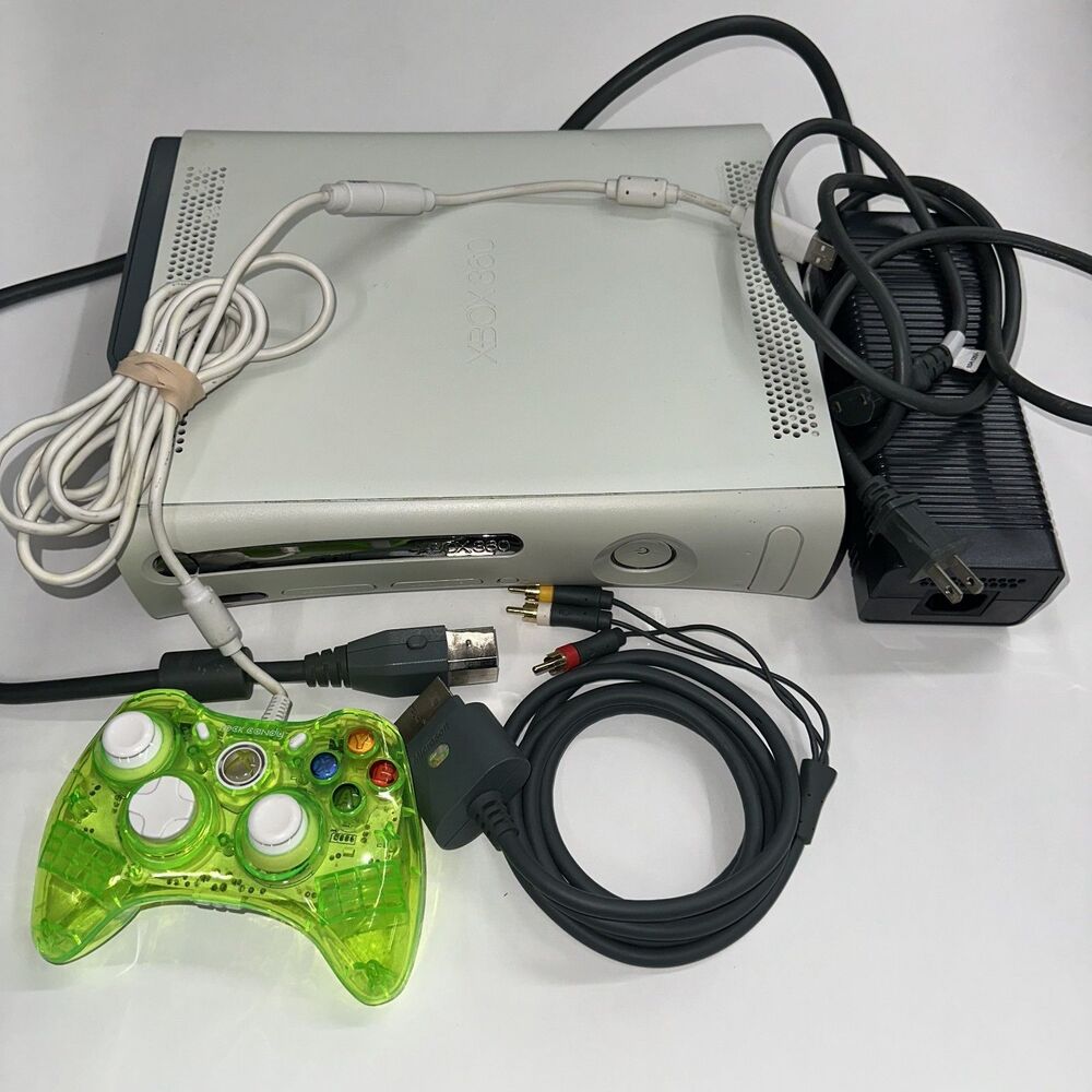 Microsoft Xbox 360 20GB Console Bundle 1 Controller – AV Component Cable Tested